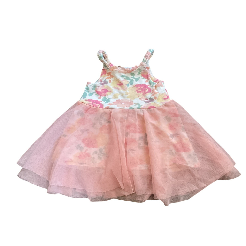 Rene Rofe Baby Floral Tulle Dress Pink Pastel Easter Party Dress Size 3-6M